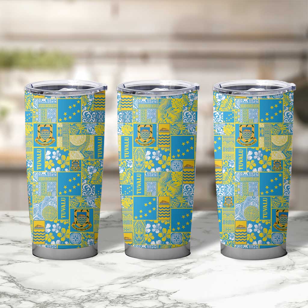 Tuvalu Manuia te Kilisimasi Tumbler Cup Pacific Patchwork Xmas Vibes - Polynesian Pride