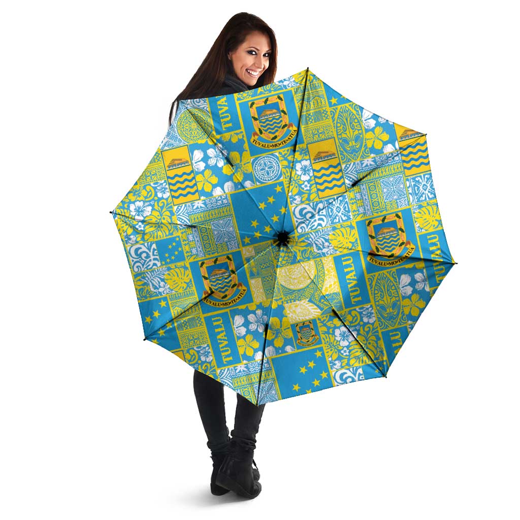 Tuvalu Manuia te Kilisimasi Umbrella Pacific Patchwork Xmas Vibes - Polynesian Pride