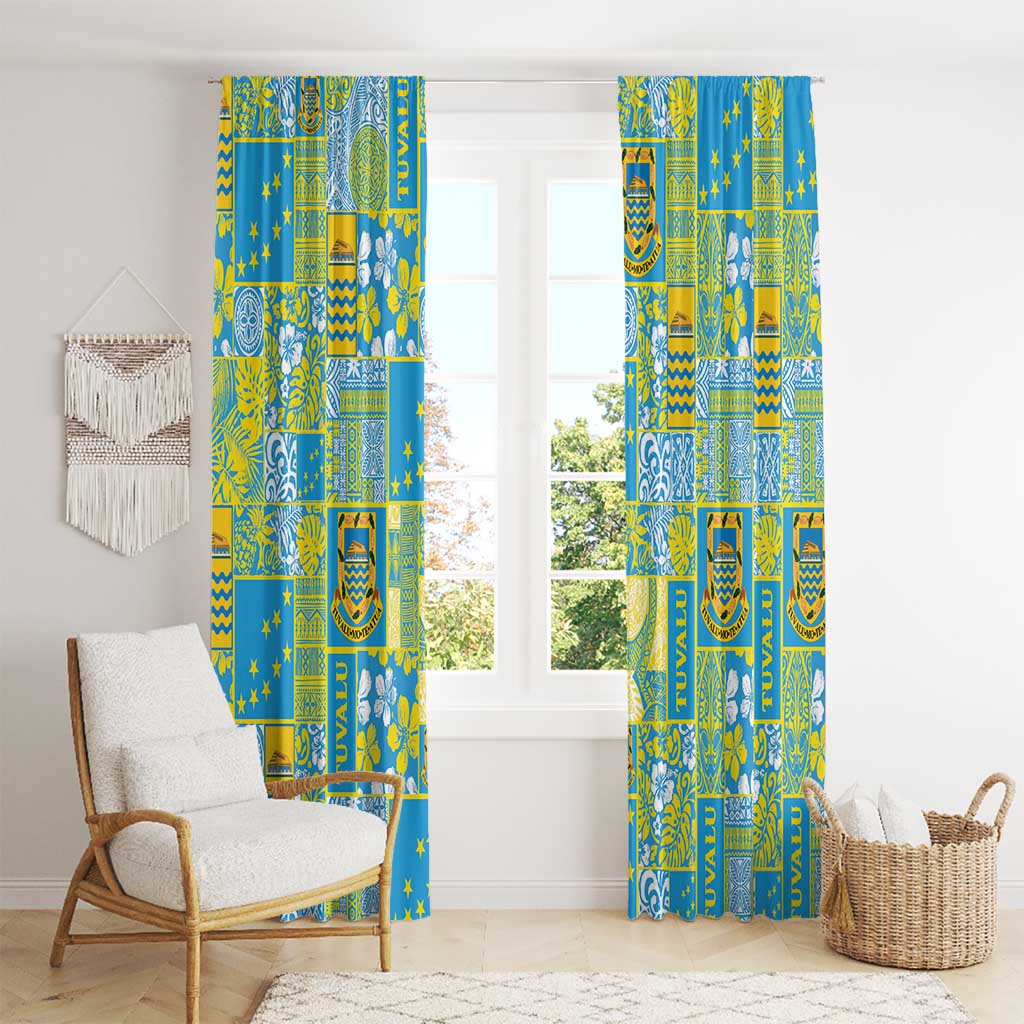 Tuvalu Manuia te Kilisimasi Window Curtain Pacific Patchwork Xmas Vibes - Polynesian Pride