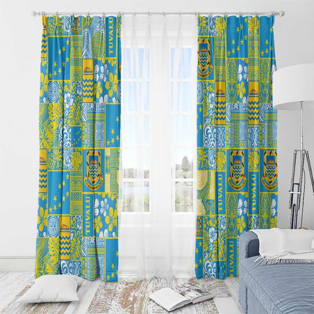 Tuvalu Manuia te Kilisimasi Window Curtain Pacific Patchwork Xmas Vibes - Polynesian Pride