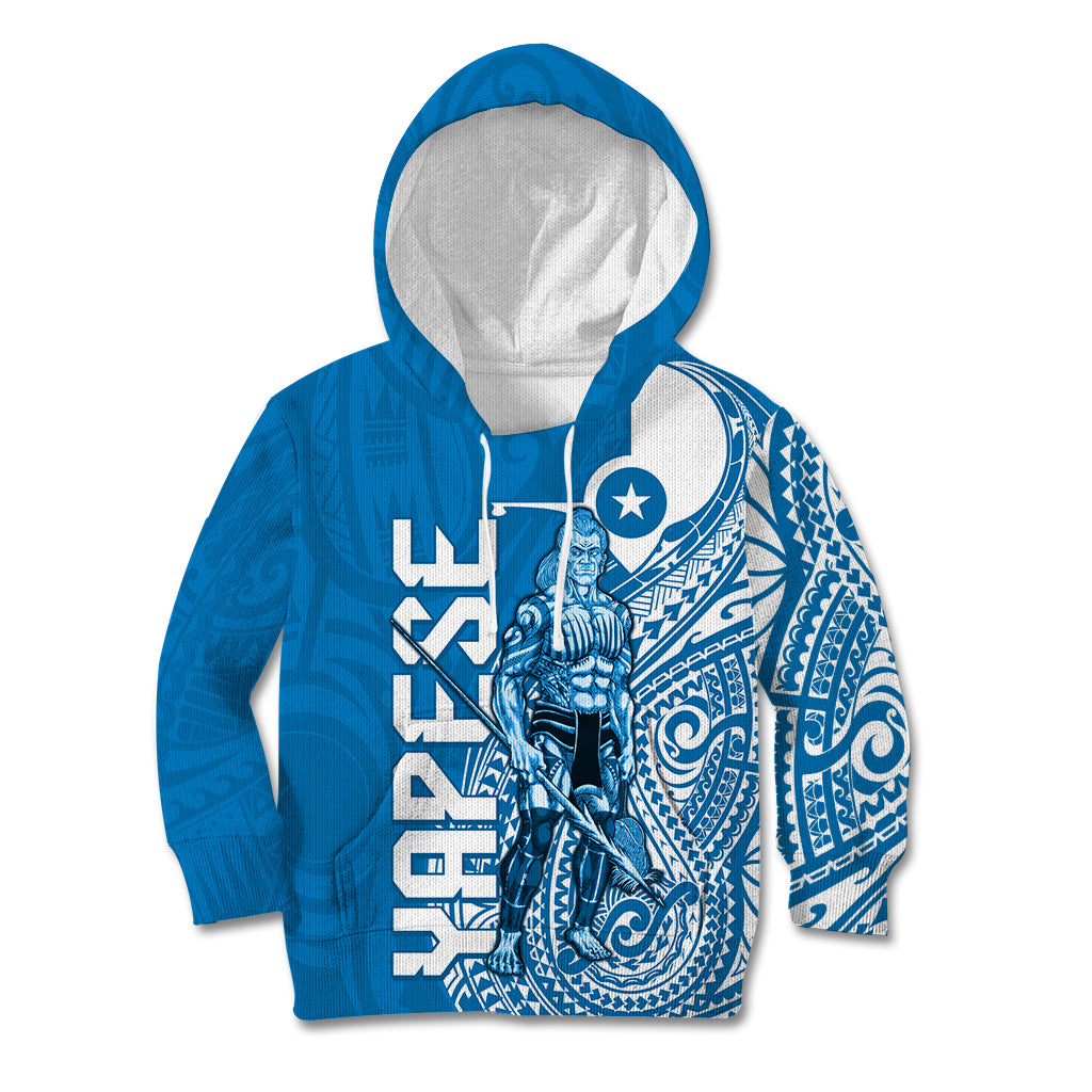 Yap Day 1 March Kid Hoodie Micronesia Yapese Warrior LT9 Hoodie Blue - Polynesian Pride