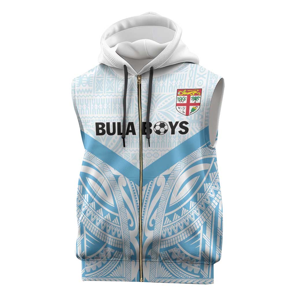 Fiji Football Custom Sleeveless Zip Hoodie Bula Boys Go Champions - Polynesian Pride
