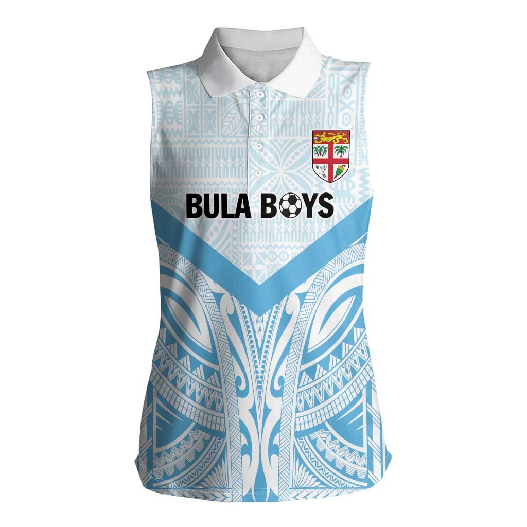 Fiji Football Custom Women Sleeveless Polo Shirt Bula Boys Go Champions LT9 Female Blue - Polynesian Pride