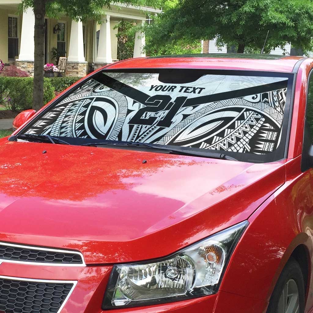 New Zealand Football Custom Auto Sun Shade All White Fern Go Champions - Polynesian Pride