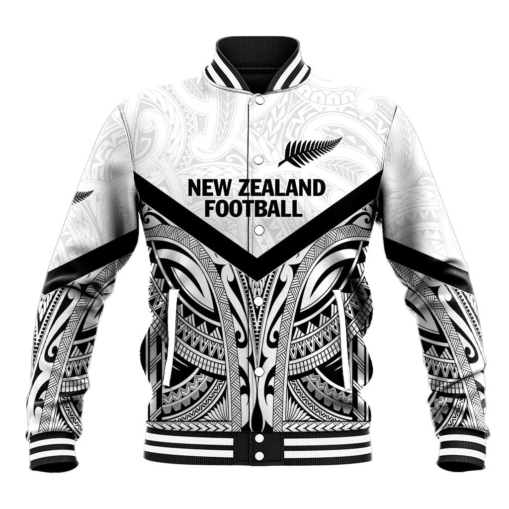 New Zealand Football Custom Baseball Jacket All White Fern Go Champions LT9 Unisex White - Polynesian Pride
