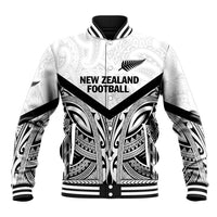 New Zealand Football Custom Baseball Jacket All White Fern Go Champions LT9 Unisex White - Polynesian Pride
