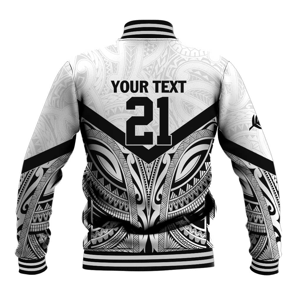 New Zealand Football Custom Baseball Jacket All White Fern Go Champions LT9 - Polynesian Pride
