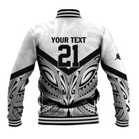 New Zealand Football Custom Baseball Jacket All White Fern Go Champions LT9 - Polynesian Pride
