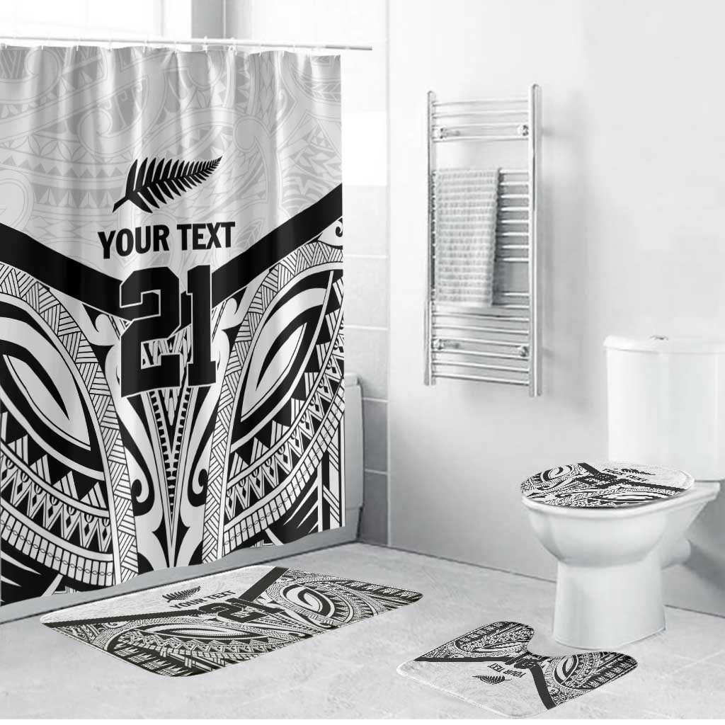 New Zealand Football Custom Bathroom Set All White Fern Go Champions - Polynesian Pride