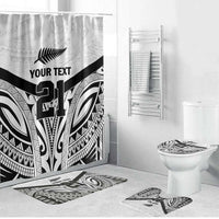 New Zealand Football Custom Bathroom Set All White Fern Go Champions - Polynesian Pride