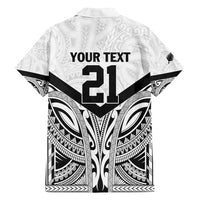 New Zealand Football Custom Family Matching Off Shoulder Short Dress and Hawaiian Shirt All White Fern Go Champions