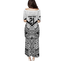 New Zealand Football Custom Family Matching Puletasi and Hawaiian Shirt All White Fern Go Champions