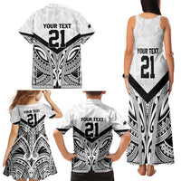 New Zealand Football Custom Family Matching Tank Maxi Dress and Hawaiian Shirt All White Fern Go Champions