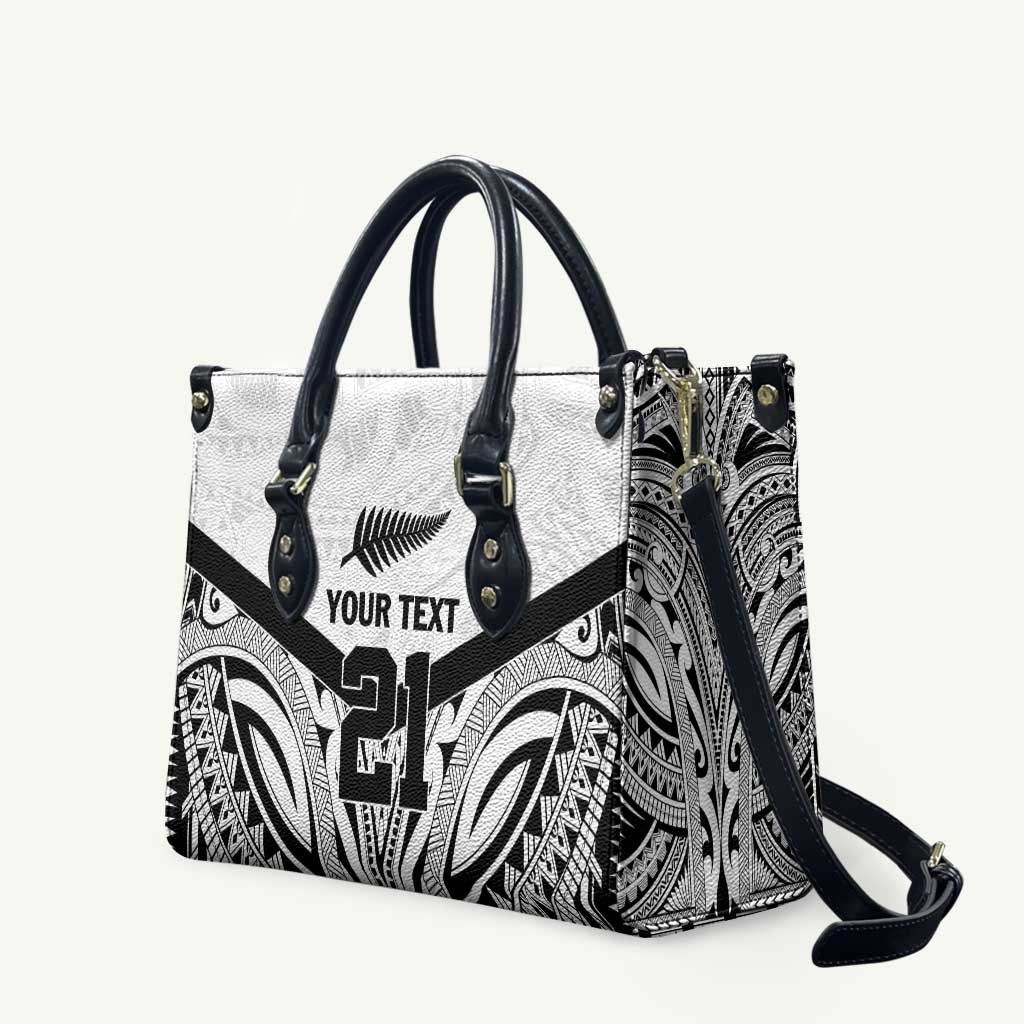 New Zealand Football Custom Leather Bag All White Fern Go Champions - Polynesian Pride