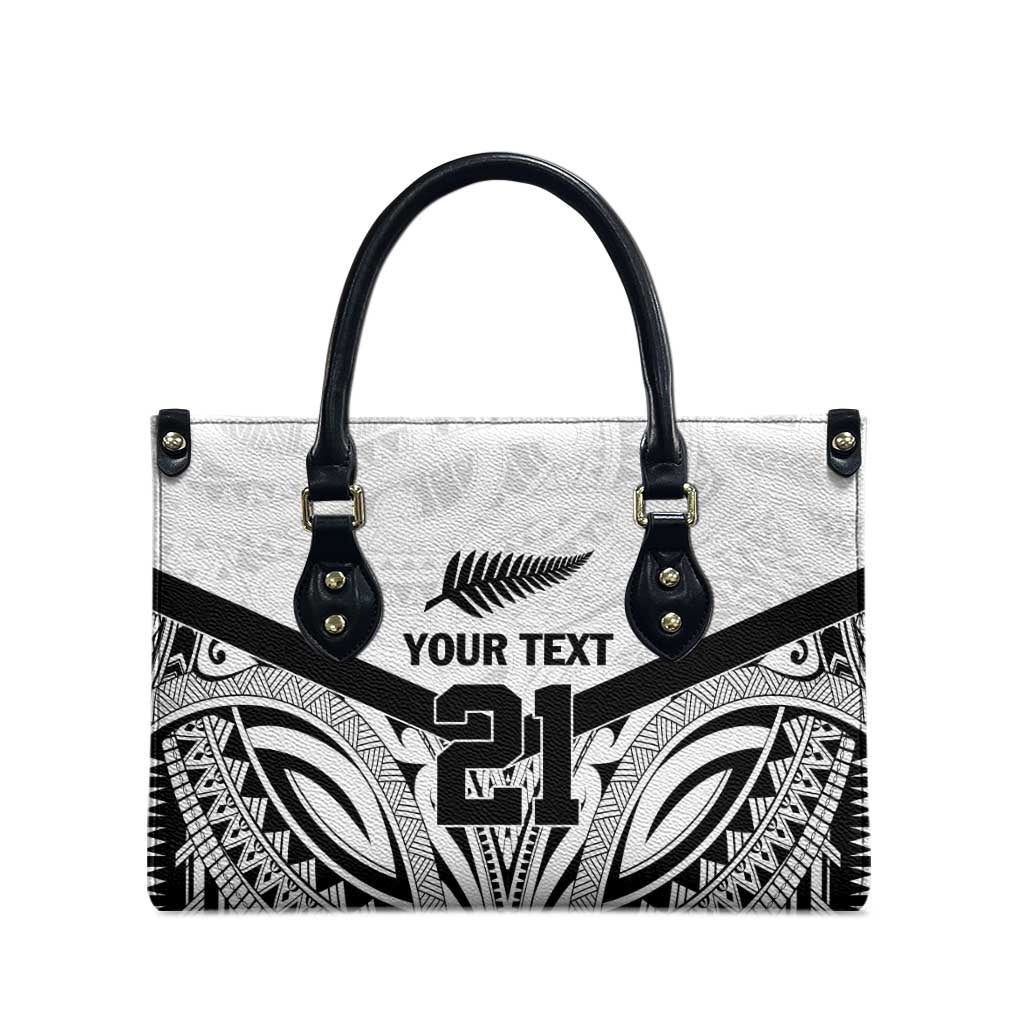 New Zealand Football Custom Leather Bag All White Fern Go Champions - Polynesian Pride
