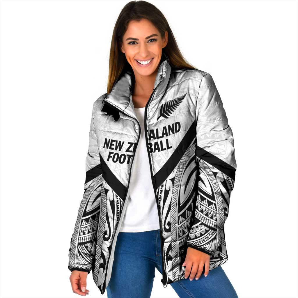New Zealand Football Custom Padded Jacket All White Fern Go Champions - Polynesian Pride