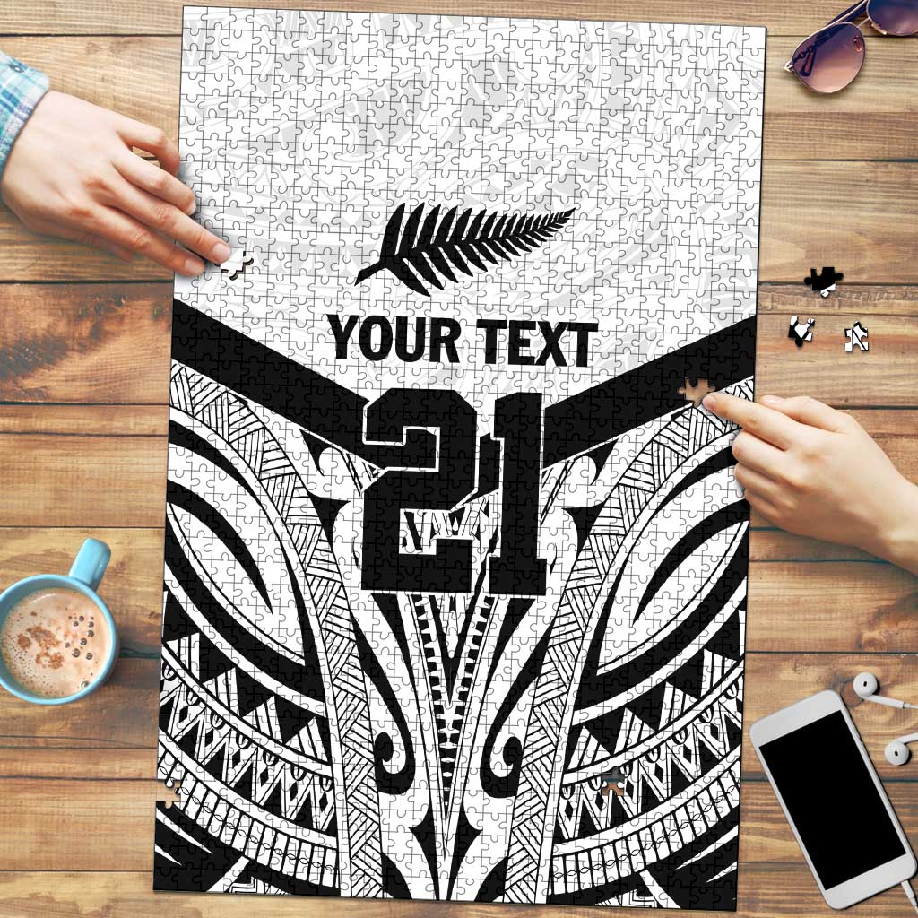 New Zealand Football Custom Puzzle All White Fern Go Champions - Polynesian Pride