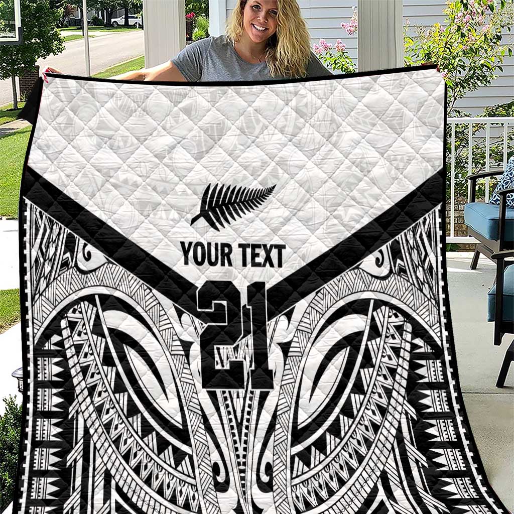 New Zealand Football Custom Quilt All White Fern Go Champions LT9 White - Polynesian Pride