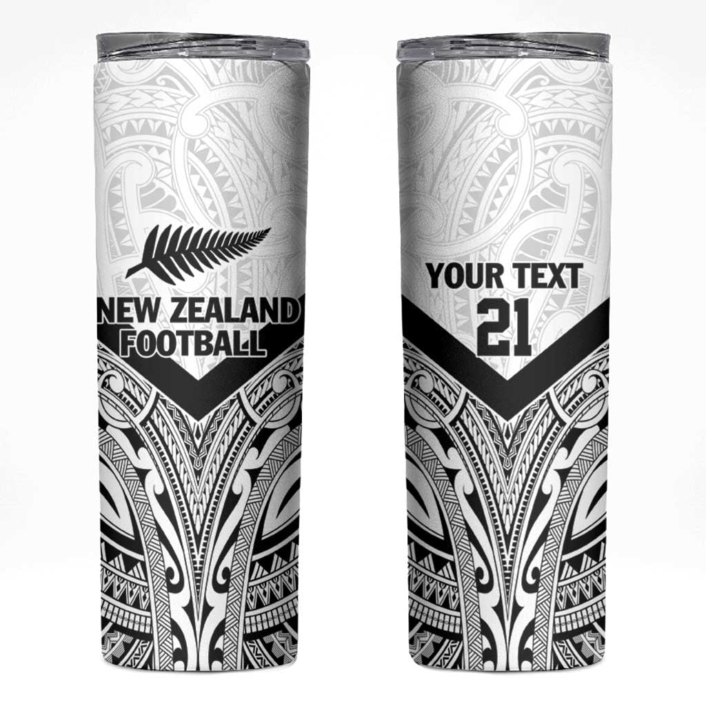 New Zealand Football Custom Skinny Tumbler All White Fern Go Champions