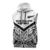 New Zealand Football Custom Sleeveless Hoodie All White Fern Go Champions - Polynesian Pride