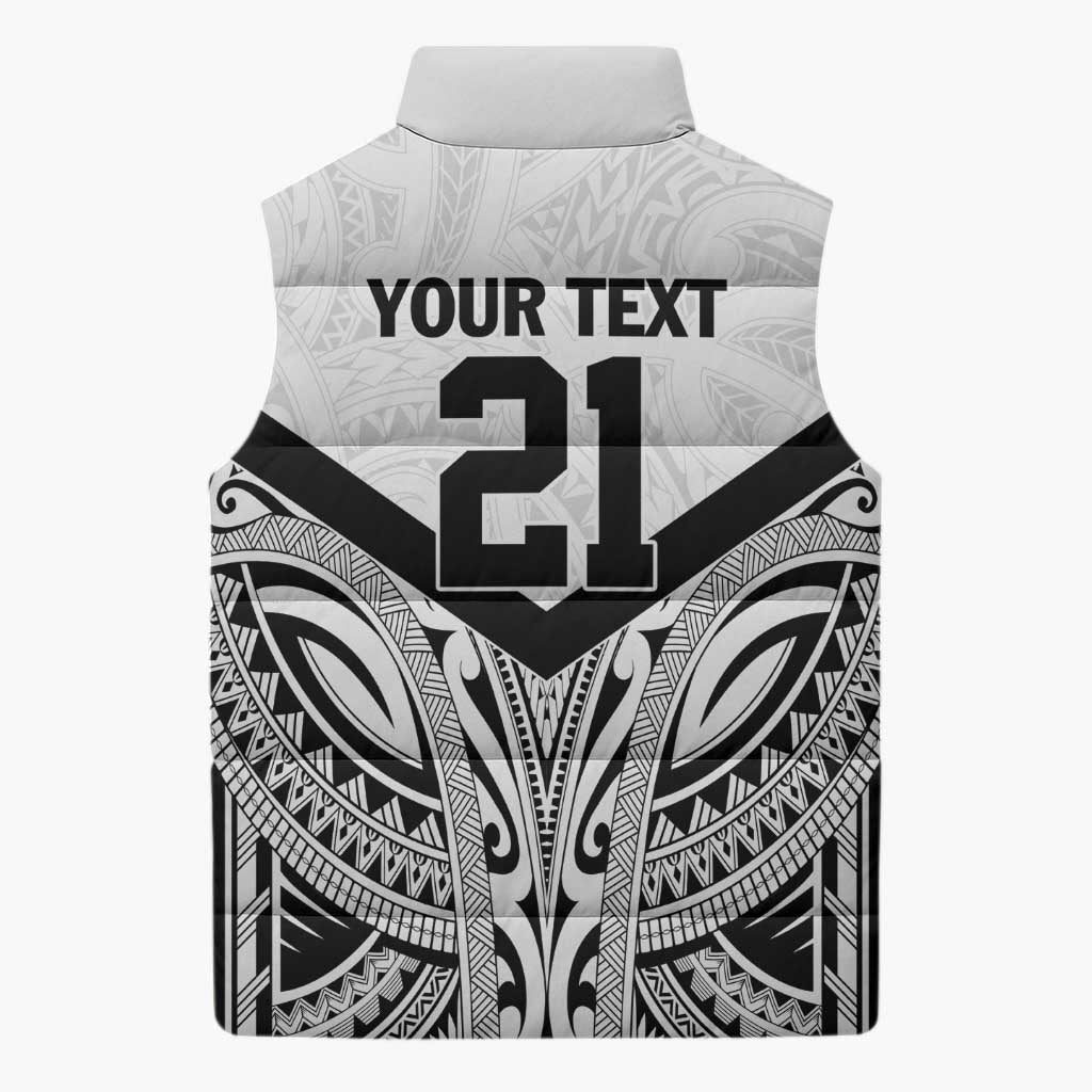 New Zealand Football Custom Sleeveless Puffer Jacket All White Fern Go Champions - Polynesian Pride