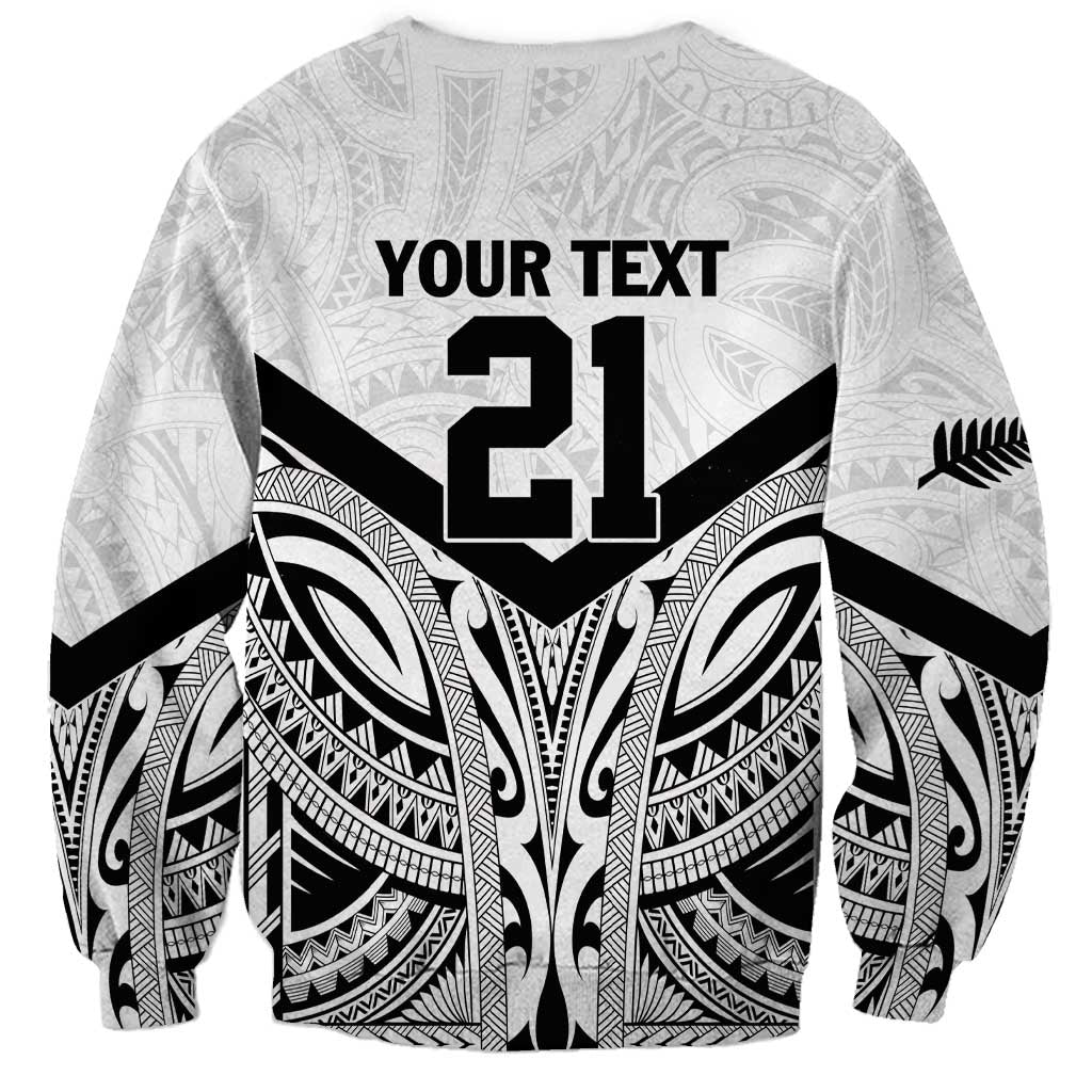 New Zealand Football Custom Sweatshirt All White Fern Go Champions LT9 - Polynesian Pride