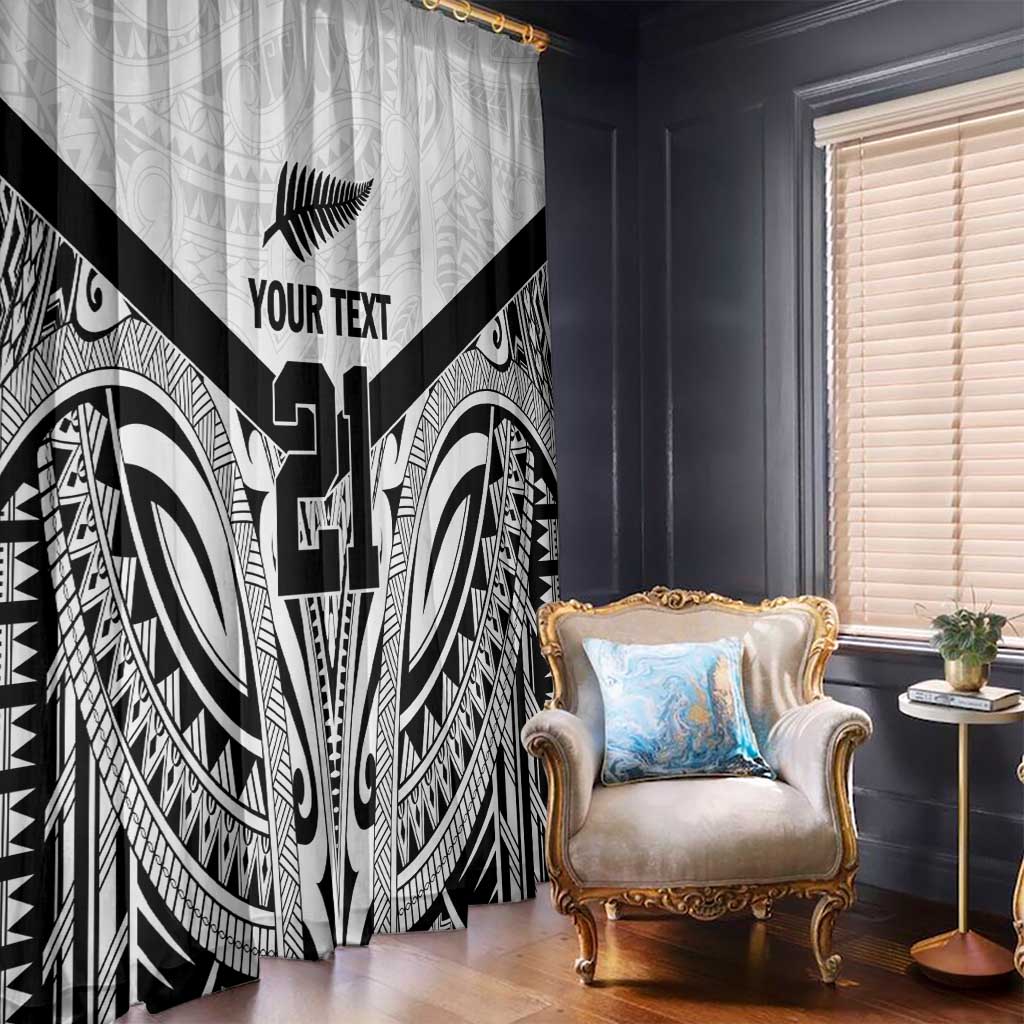 New Zealand Football Custom Window Curtain All White Fern Go Champions