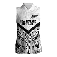 New Zealand Football Custom Women Sleeveless Polo Shirt All White Fern Go Champions LT9 Female White - Polynesian Pride