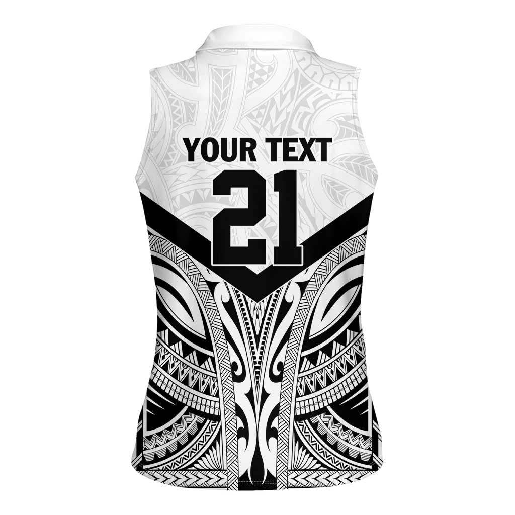 New Zealand Football Custom Women Sleeveless Polo Shirt All White Fern Go Champions LT9 - Polynesian Pride