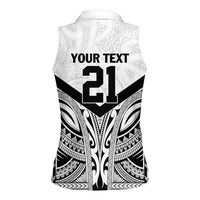 New Zealand Football Custom Women Sleeveless Polo Shirt All White Fern Go Champions LT9 - Polynesian Pride