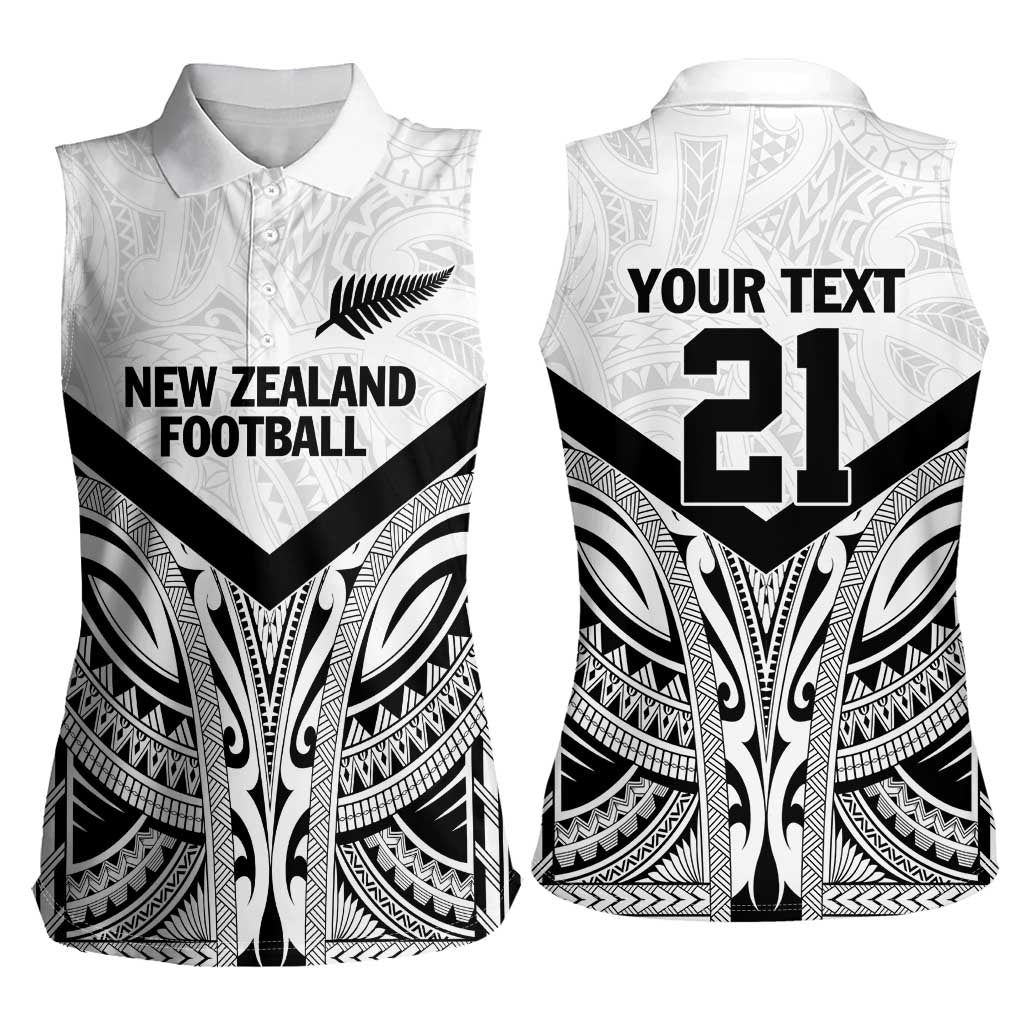 New Zealand Football Custom Women Sleeveless Polo Shirt All White Fern Go Champions LT9 - Polynesian Pride