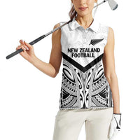 New Zealand Football Custom Women Sleeveless Polo Shirt All White Fern Go Champions LT9 - Polynesian Pride