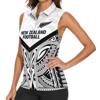 New Zealand Football Custom Women Sleeveless Polo Shirt All White Fern Go Champions LT9 - Polynesian Pride
