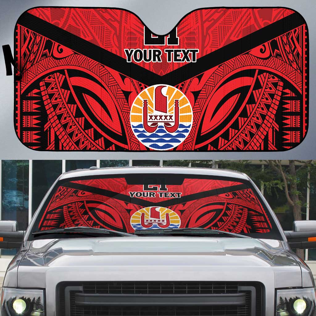 Tahiti Football Custom Auto Sun Shade Toa Aito Go Champions - Polynesian Pride