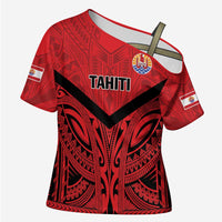 Tahiti Football Custom Cross Shoulder Shirt Toa Aito Go Champions LT9 Female Red - Polynesian Pride