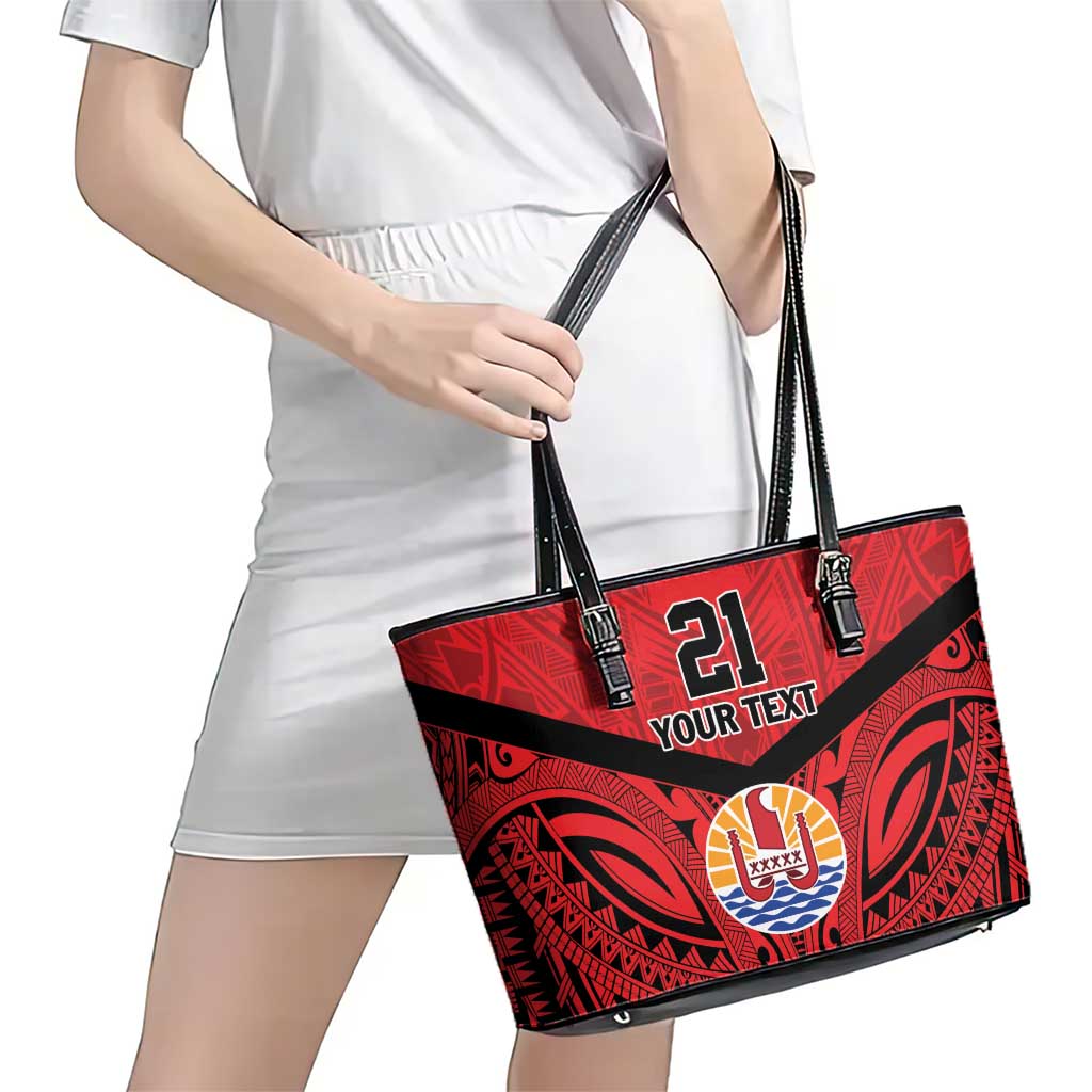 Tahiti Football Custom Leather Tote Bag Toa Aito Go Champions