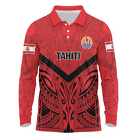Tahiti Football Custom Long Sleeve Polo Shirt Toa Aito Go Champions LT9 Red - Polynesian Pride