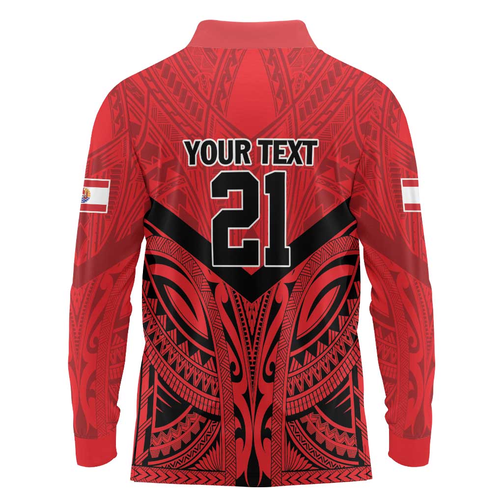 Tahiti Football Custom Long Sleeve Polo Shirt Toa Aito Go Champions LT9 - Polynesian Pride