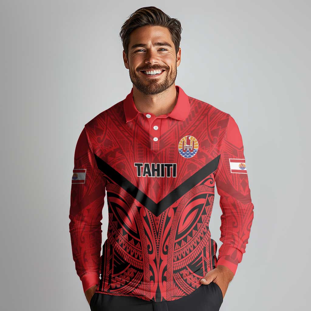 Tahiti Football Custom Long Sleeve Polo Shirt Toa Aito Go Champions LT9 - Polynesian Pride