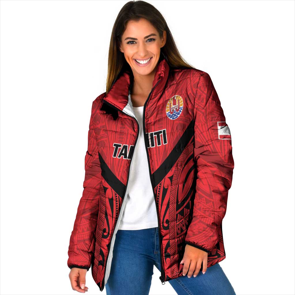 Tahiti Football Custom Padded Jacket Toa Aito Go Champions LT9 Women Red - Polynesian Pride