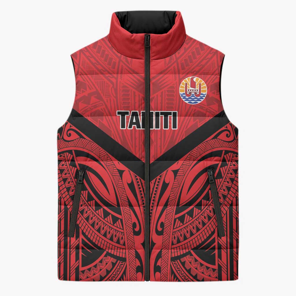 Tahiti Football Custom Sleeveless Puffer Jacket Toa Aito Go Champions LT9 Unisex Red - Polynesian Pride