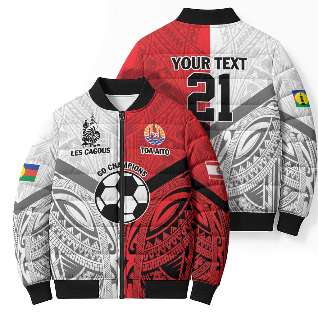 New Caledonia-Tahiti Football Custom Bomber Puffer Jacket Together Go Champions - Polynesian Pride