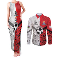 New Caledonia-Tahiti Football Custom Couples Matching Tank Maxi Dress and Long Sleeve Button Shirt Together Go Champions