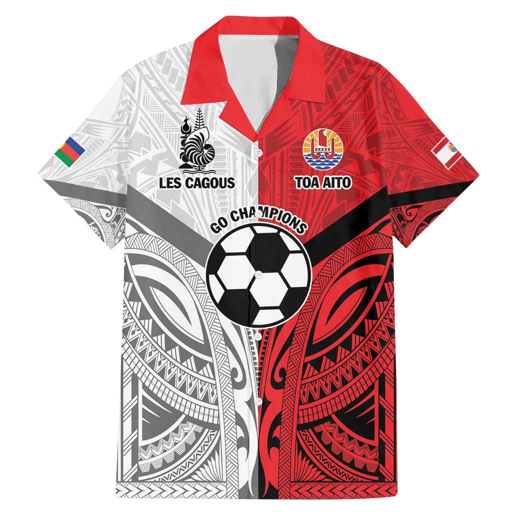 New Caledonia-Tahiti Football Custom Family Matching Mermaid Dress and Hawaiian Shirt Together Go Champions