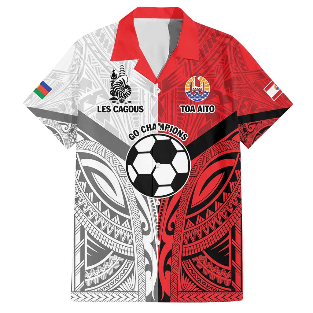 New Caledonia-Tahiti Football Custom Family Matching Short Sleeve Bodycon Dress and Hawaiian Shirt Together Go Champions