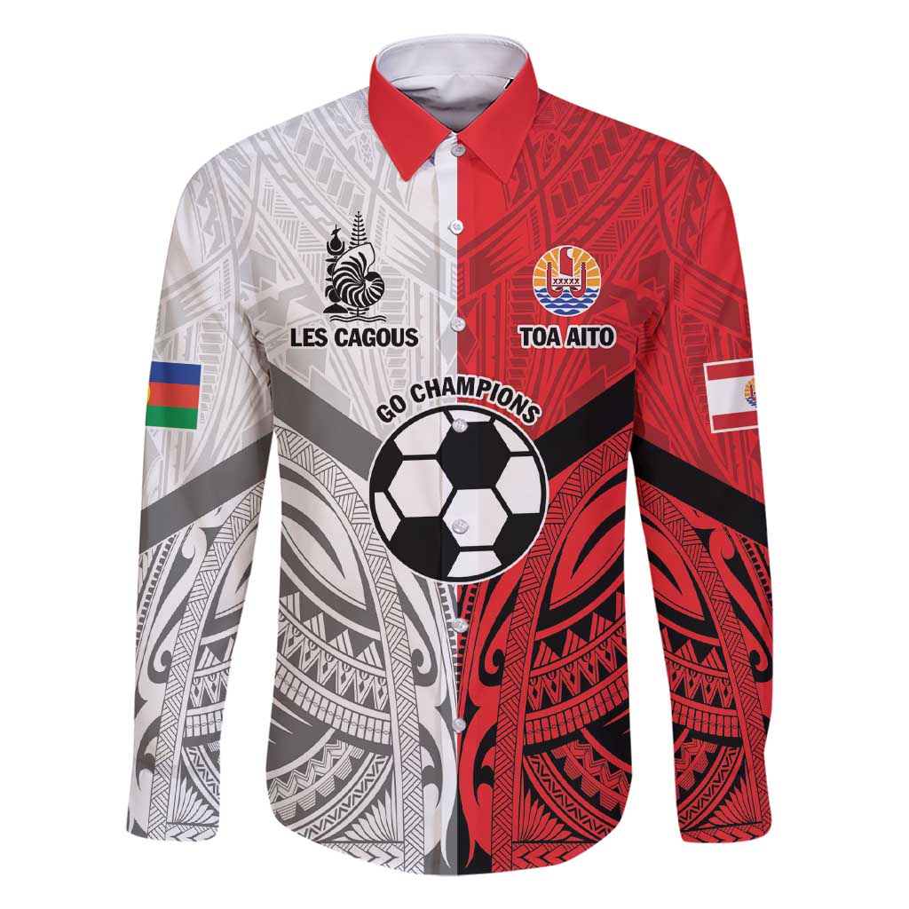 New Caledonia-Tahiti Football Custom Family Matching Short Sleeve Bodycon Dress and Hawaiian Shirt Together Go Champions