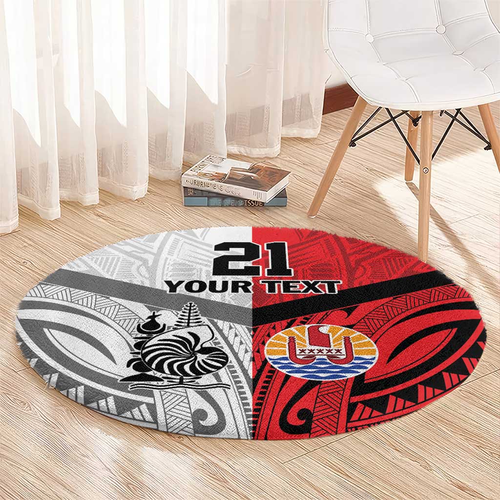 New Caledonia-Tahiti Football Custom Round Carpet Together Go Champions