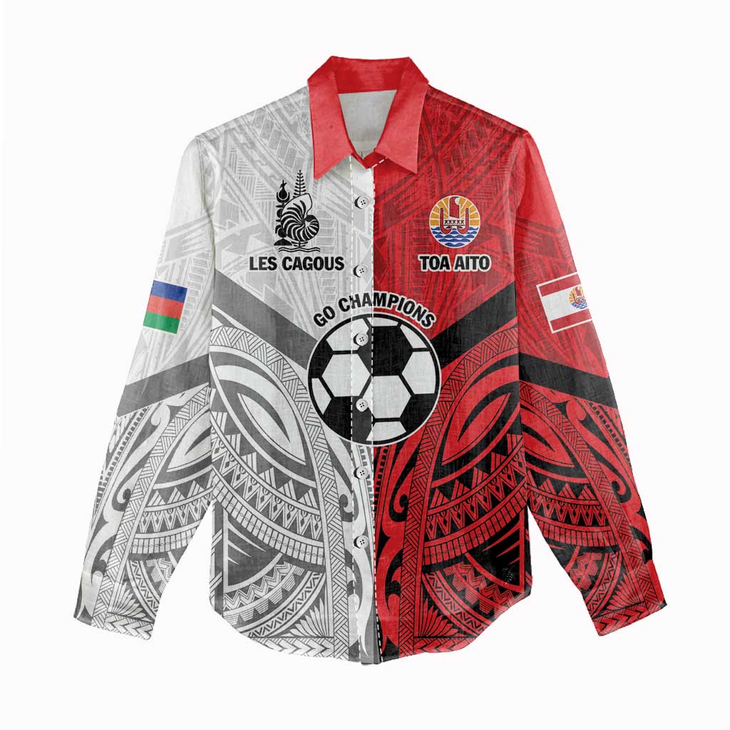 New Caledonia-Tahiti Football Custom Women Casual Shirt Together Go Champions