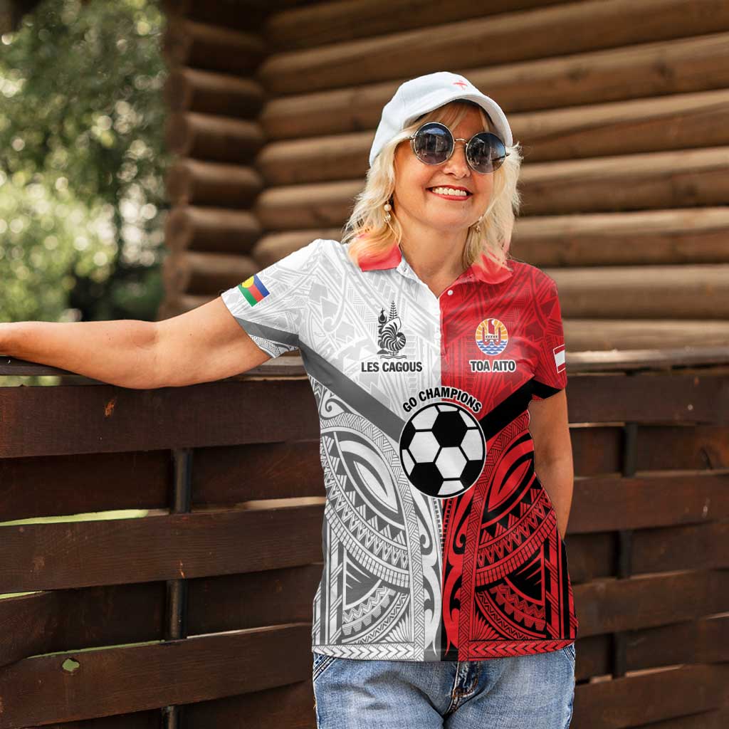 New Caledonia-Tahiti Football Custom Women Polo Shirt Together Go Champions
