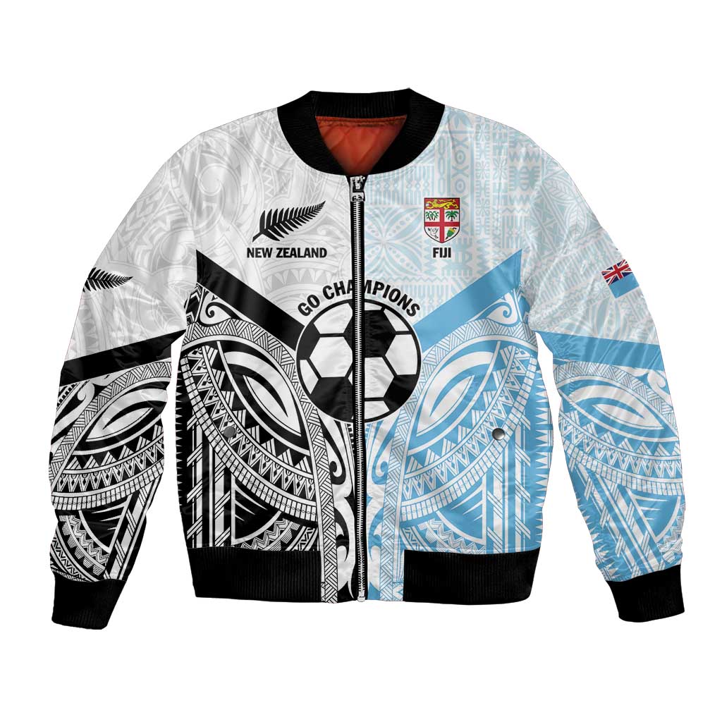 New Zealand-Fiji Football Custom Bomber Jacket Together Go Champions